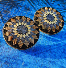 Load image into Gallery viewer, Black &amp; Gold Lotus earrings
