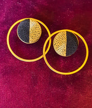 Load image into Gallery viewer, Gold &amp; Black Studs in Hoops
