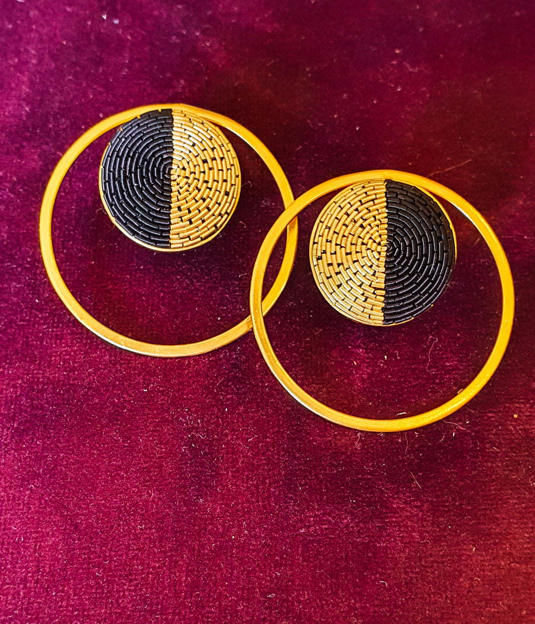 Gold & Black Studs in Hoops