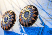 Load image into Gallery viewer, Black &amp; Gold Lotus earrings
