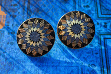 Load image into Gallery viewer, Black &amp; Gold Lotus earrings
