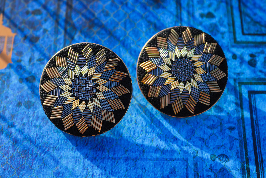 Black & Gold Lotus earrings