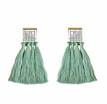 Load image into Gallery viewer, Green Tassel Earrings
